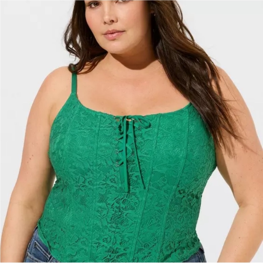 Torrid Green Sleeveless Corset Crop Top